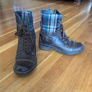 Taos Footwear Brown Plaid Heeled Boots